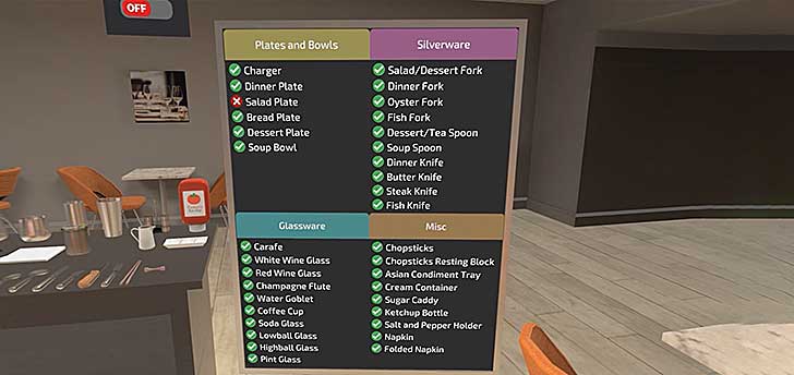XALTER VR Demo - VR Learning- Restaurant Place Settings